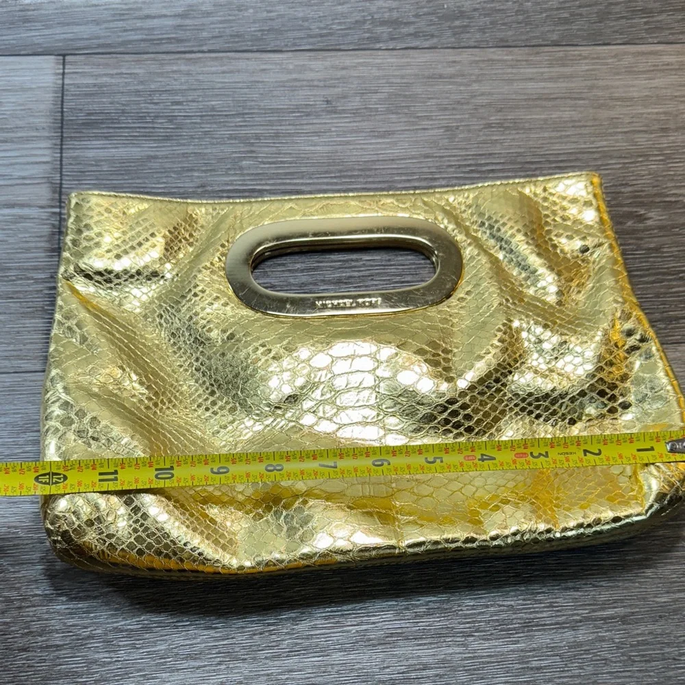 Michael Kors Metallic Gold Snakeskin Clutch handbag